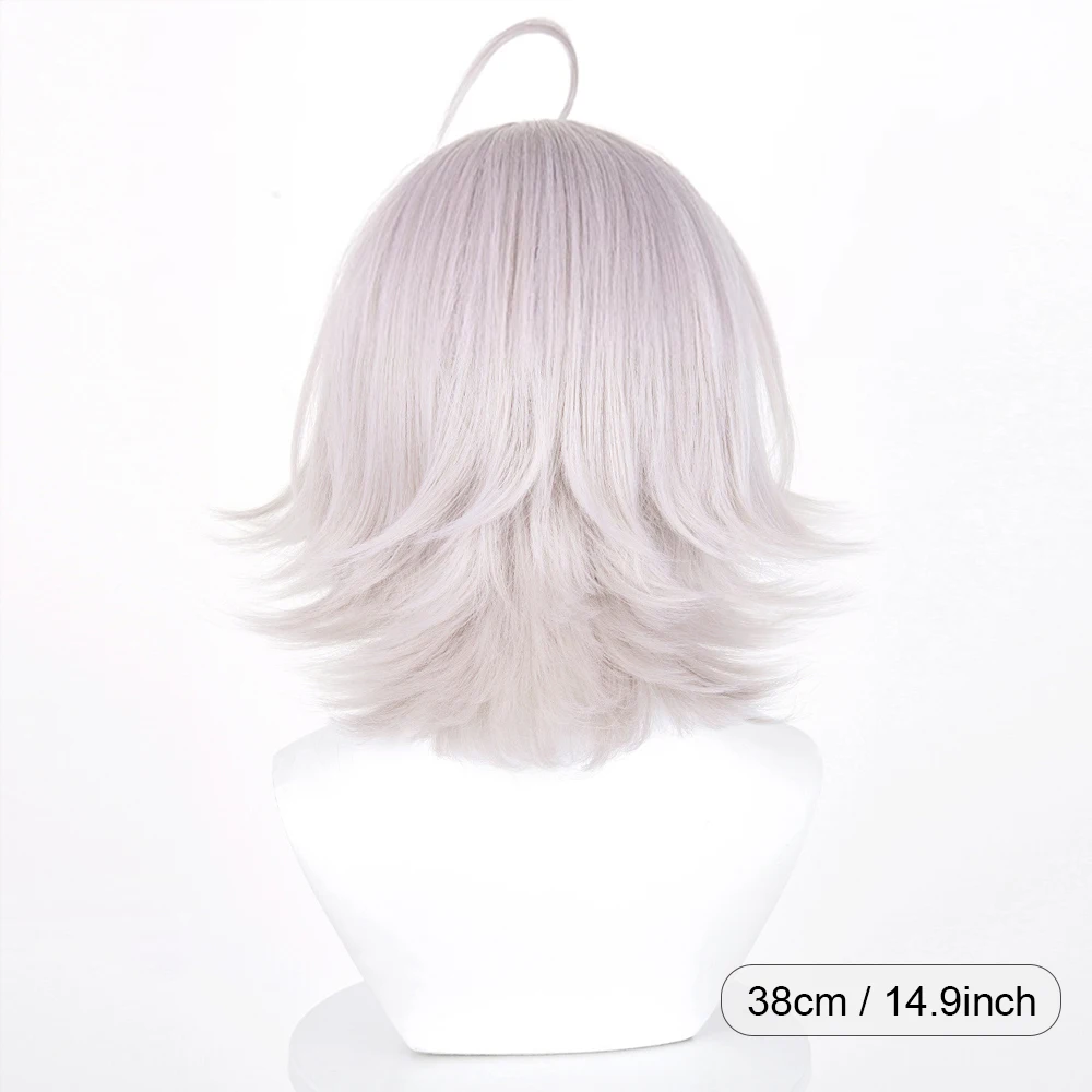 رمادي وردي قصير مستقيم الباروكات الاصطناعية مع الانفجارات أنيمي لعبة تأثيري رقيق شعر مستعار مقاوم للحرارة للحزب اليومي #2