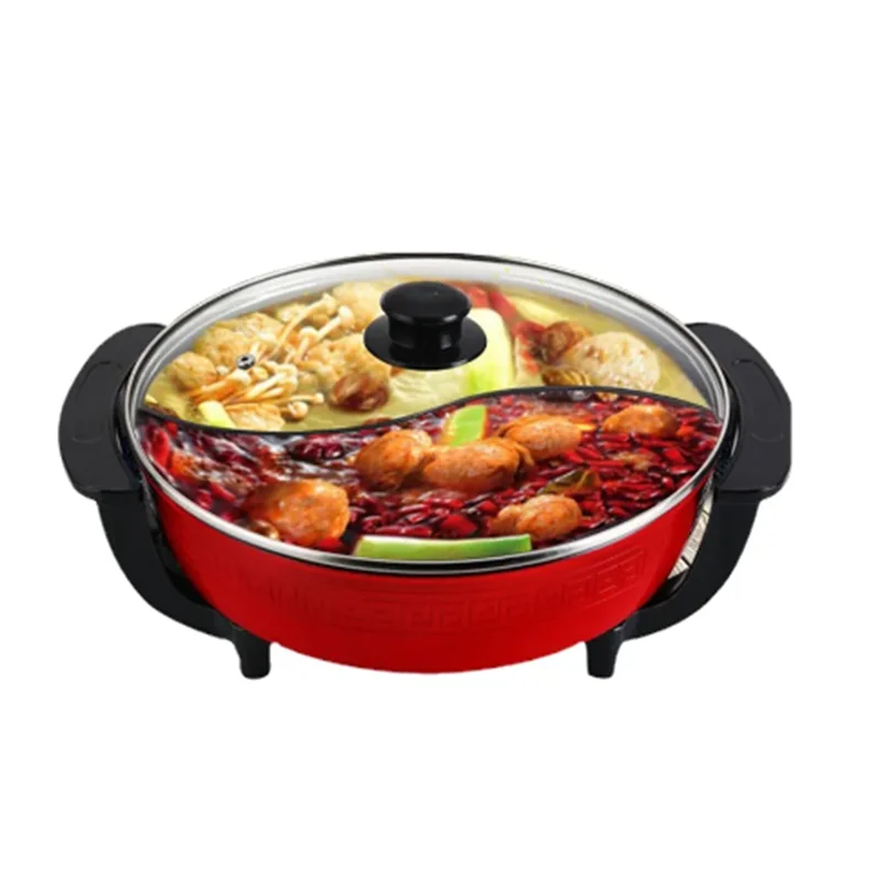 Electric Hot Pot Double Soup Pots Non Stick Smokeless Home Kitchen Cookware Twin Divided Shabu Pot Electric Cooker 6L