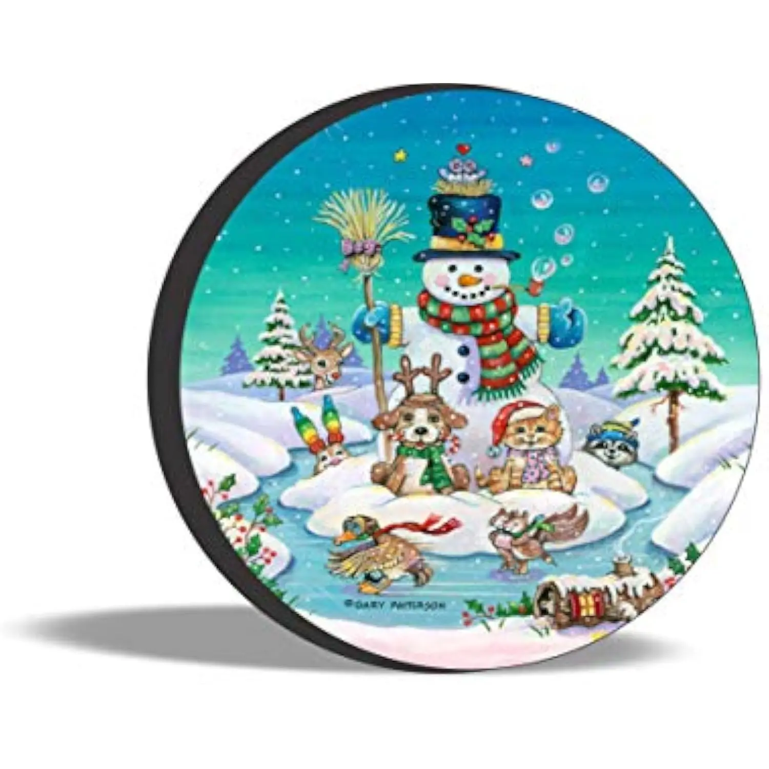 

Funny Snowman Animals Winter Scene Spare Tire Cover Durable Vinyl Protects Vehicle Accessories