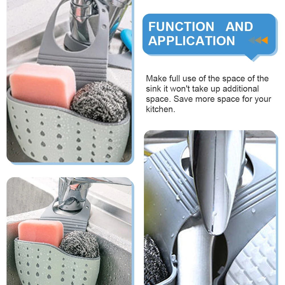 

2pcs Sink Hanging Bag Kitchen Drain Basket Storage Holder Rack Foldable Vertical Dish Sponge Plastic Dual Layer Faucet Hanger