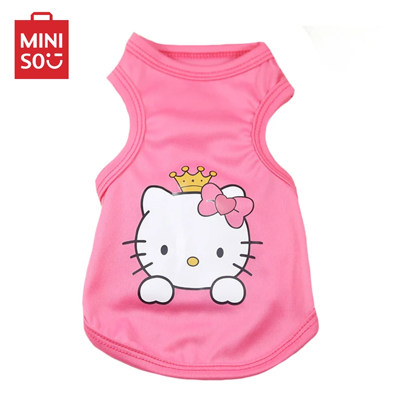 Miniso-ropa de Hello Kitty para mascotas, figuras de Anime Kawaii Sanrio, perro, gato, conejo, lindo disfraz rosa, chaleco de cachorro de verano,