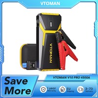VTOMAN V10 PRO 4500A Car Jump Starter, with LED Lights, Type C Quick Charge, for 12V Vehicles, Start Dead Batteries