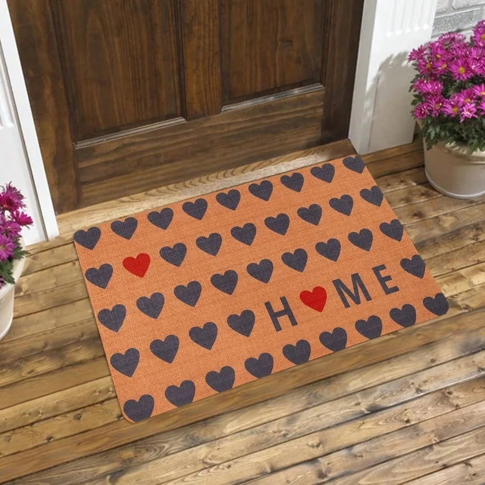 

1pc HOME Heart Doormat Love Pattern Non-Slip Welcome Mat Absorbent Floor Rug for Front Door Entrance Bathroom Kitchen Decor Gift