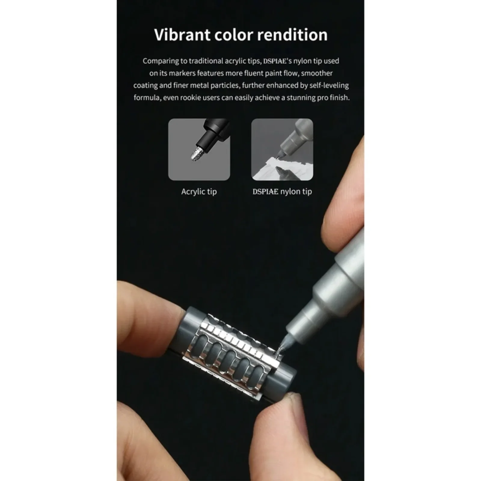 Dspiae mks marcadores de cor super metálicos conjunto de pintura para modelo militar gundam diy fazendo ferramentas hobby diy 0.5mm 2.0mm ponta da caneta