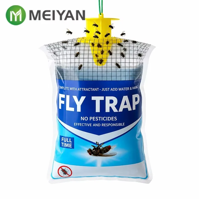 Bolsa colgante desechable para atrapar moscas con cebo atrayente (solo requiere añadir agua); atrapamoscas para exteriores, ideal para jardines, patios y granjas; control de plagas de moscas, avispas e insectos.