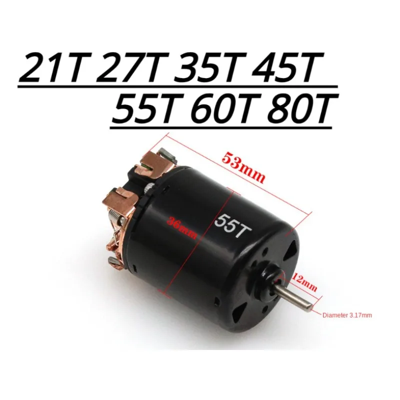 540 replaceable carbon brush motor 21T 27T 35T 45T 55T 60T 80T black pig brush motor suitable for RC climbing cars drift cars