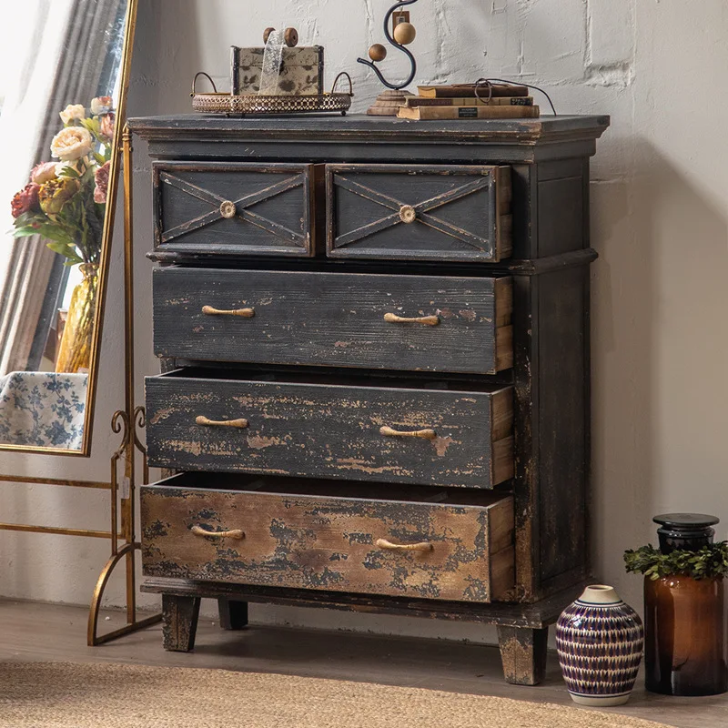 فندق ريترو، خزانة ذات أدراج، غرفة نوم شخصية قديمة، خزانة بجوار غرفة المعيشة لـ Wabi Sanfeng