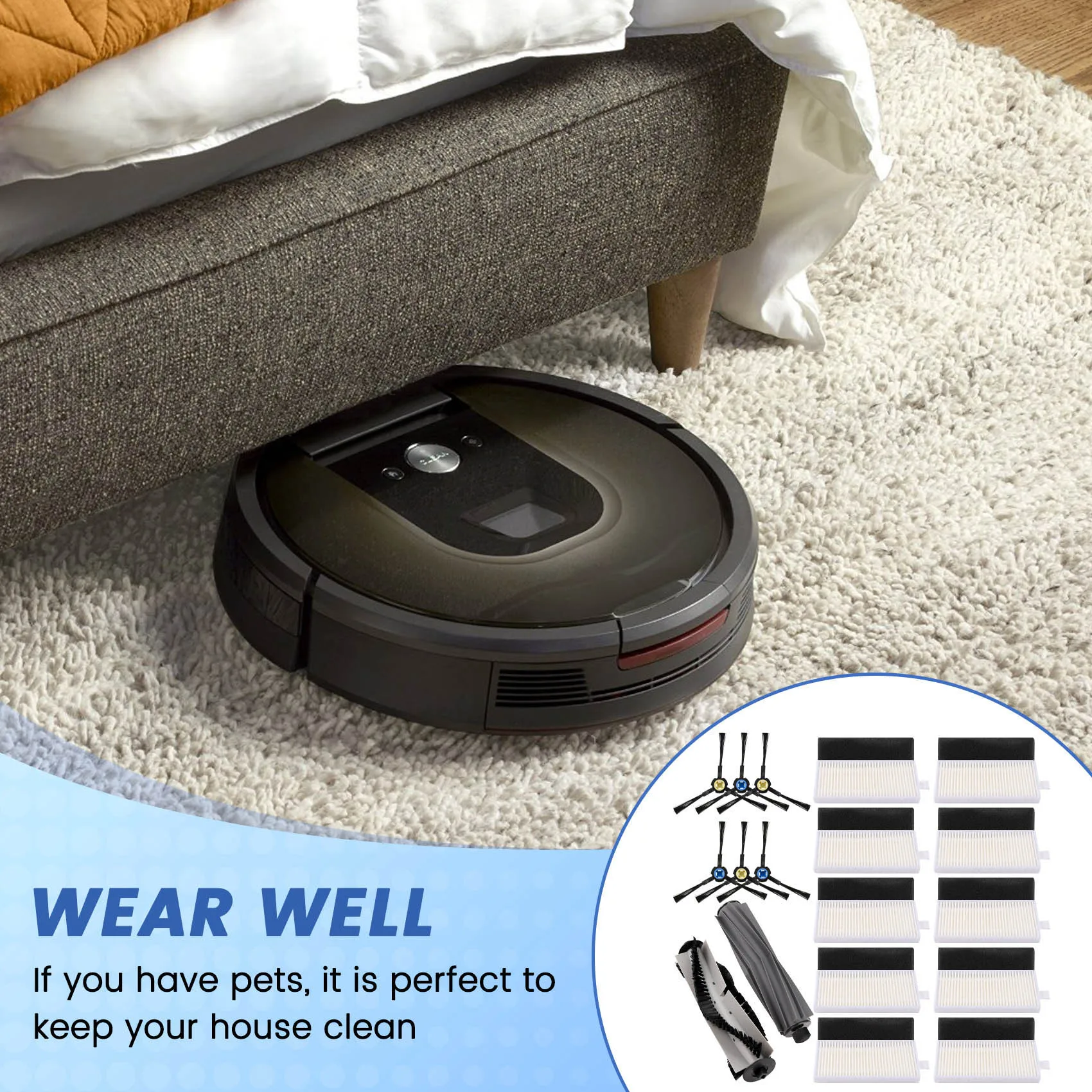 ABRG HEPA-фильтр для робота ILIFE T20s, вакуумный ролик, боковая щетка, запасные части для пылесоса