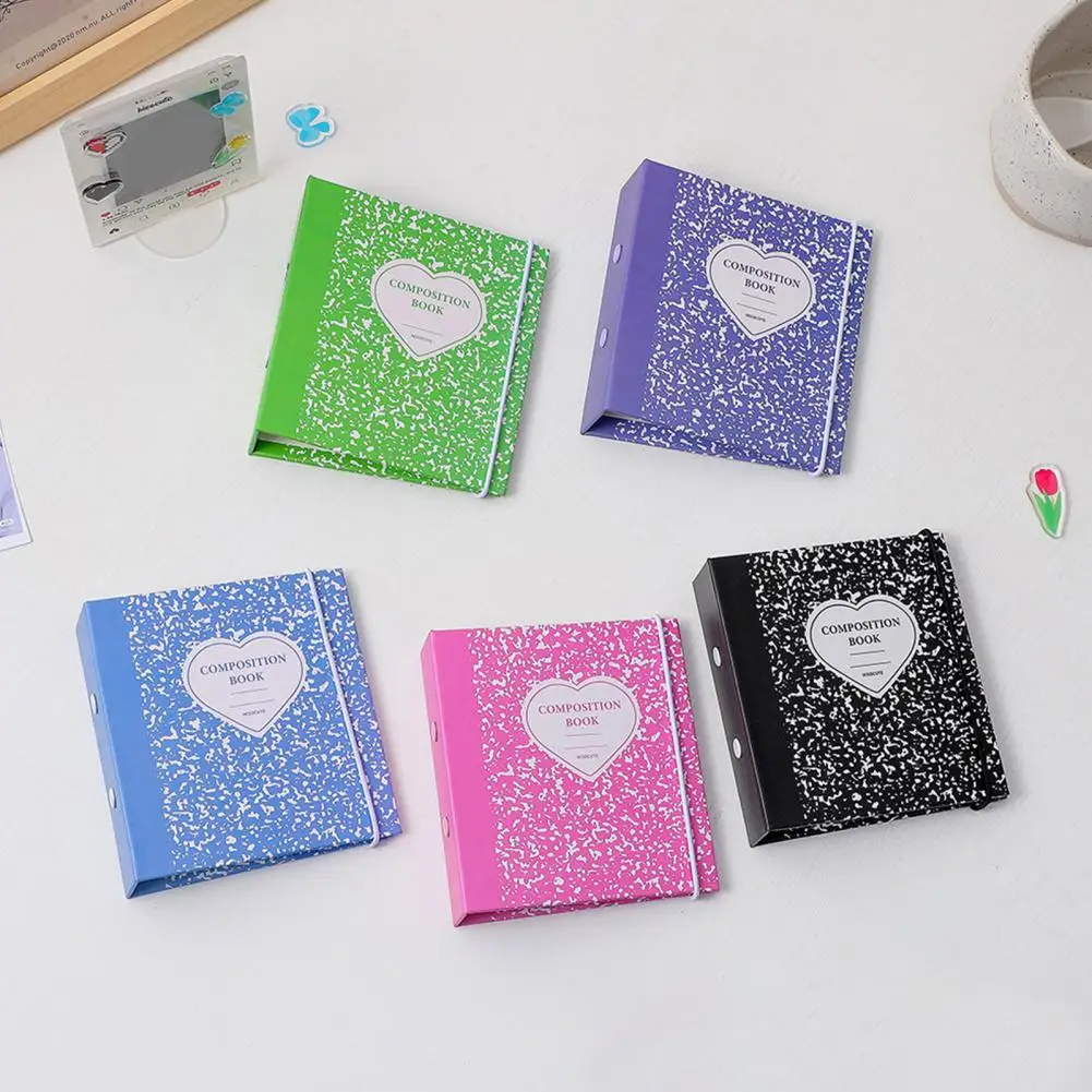 Photo Storage Album  Useful Transparent Inner Reusable  Stone Print Mini 3 Holes Album for Home