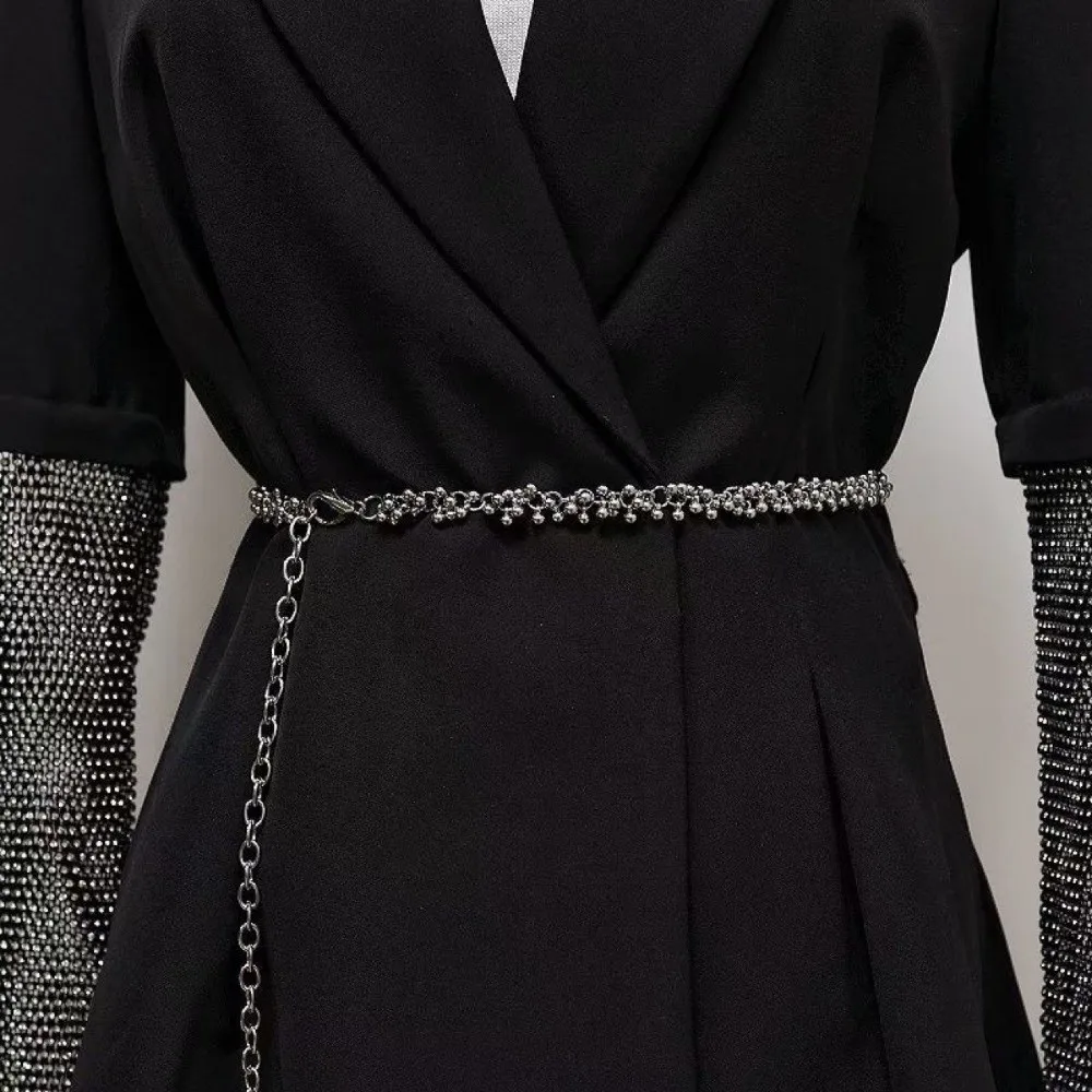 عادية خمر المرأة الخصر سلسلة الفضة قابل للتعديل شرابة الخصر سلسلة تنوعا تنورة حزام المرأة مجوهرات للجسم الزخرفية #5