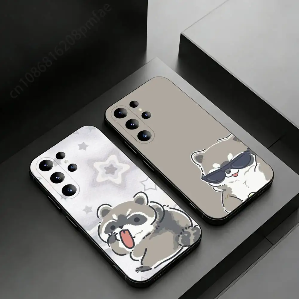Cute Little Animal Raccoon Phone case for Samsung Galaxy S24,25,26,23 22,21,S20 Plus Ultra FE soft fundas cases