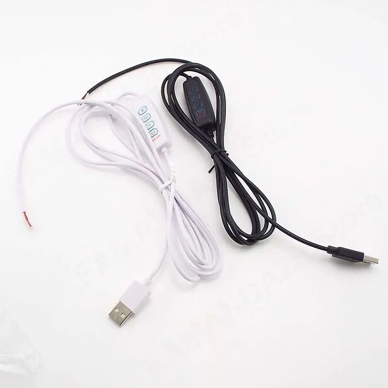 USB Port Power Supply Cable DC 5V LED Dimmer Dimming 2pin 3pin Wire Extension Cord Line Color Control for LED Light Chips M20