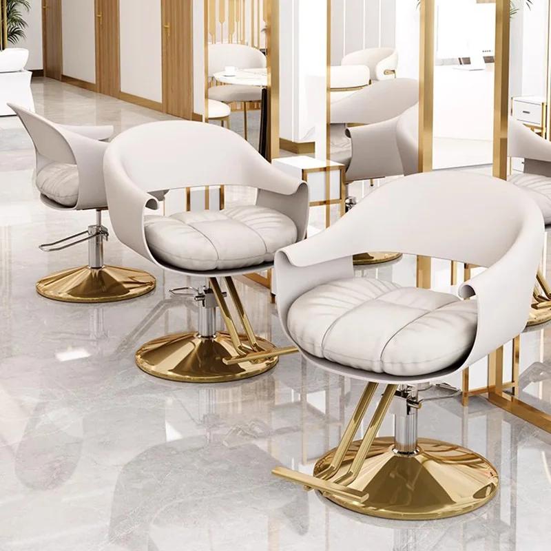 Silla de barbero de lujo, sillón giratorio de color blanco Premium, muebles de salón cómodos, a la moda