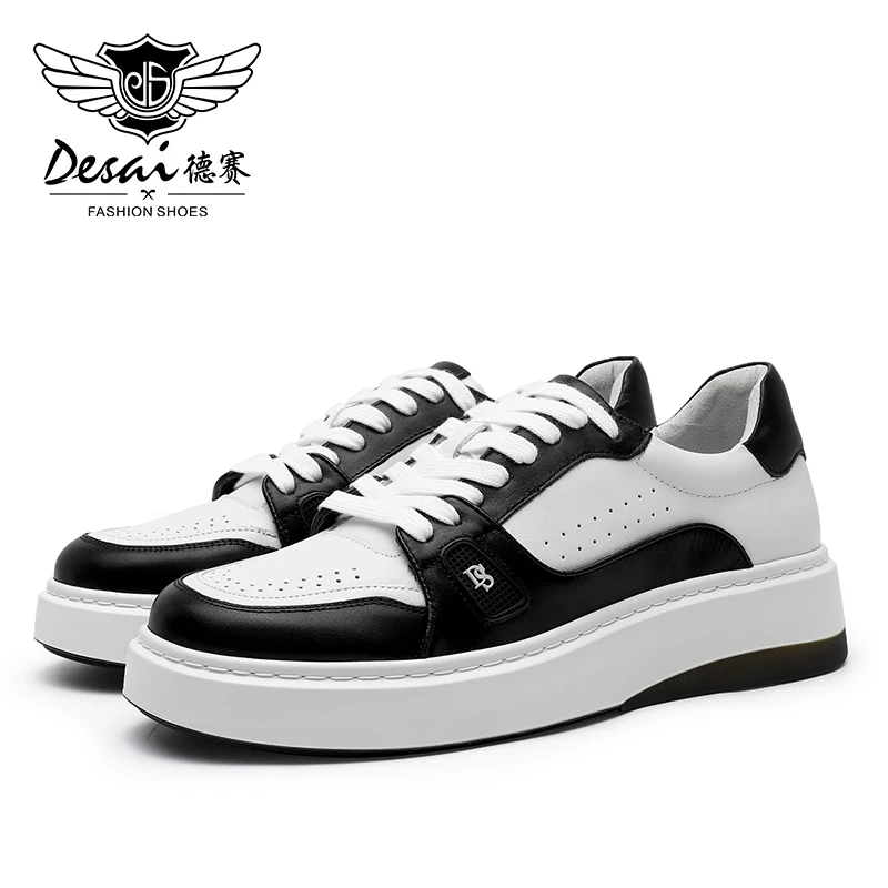 DESAI Full Grain Leather Men Shoes Soft Casual Sneaker For Men Business Work Breathable 2022 Fashion