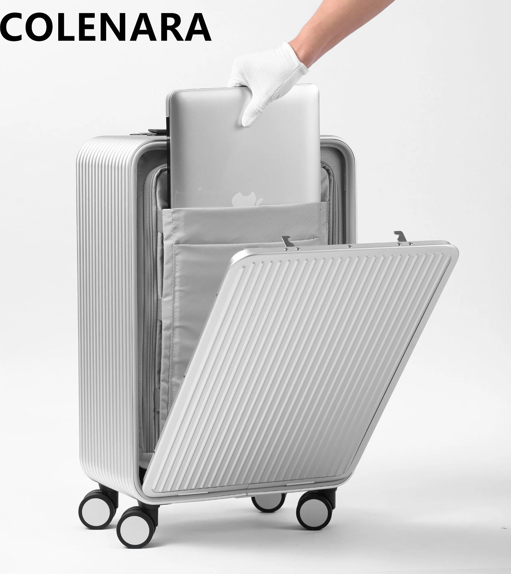 COLENARA nowy 17-calowy bagaż 20 "cały aluminiowy stop magnezu torba na pokład 22" biznesowa na kółkach walizka otwór z przodu walizka