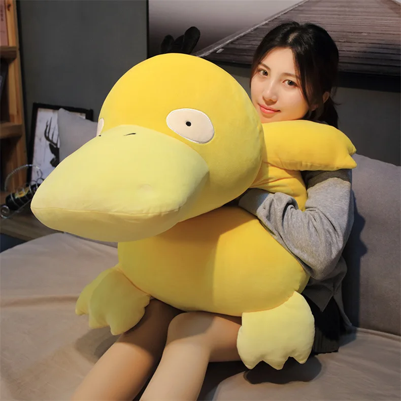 Super Big Size 100cm Pokemon Psyduck Plush Toy Soft Yellow Duck Doll Stuffed Animal Plush Toy Gift for Girlfriend Present Pillow