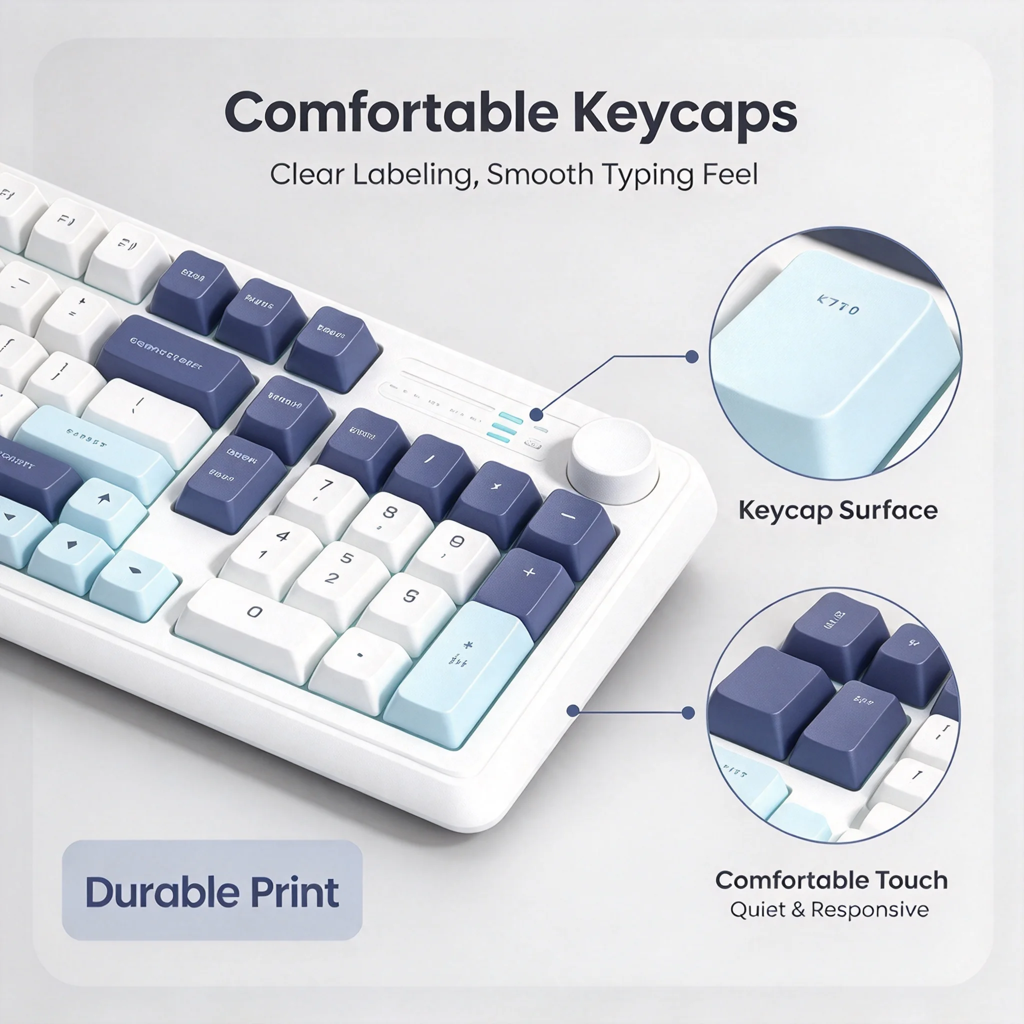 Mechanical Touch Feel Ergonomic Design Keyboard With Knob Office/Gaming Stylish Wired Keyboard For PC Computer Laptop Tablet