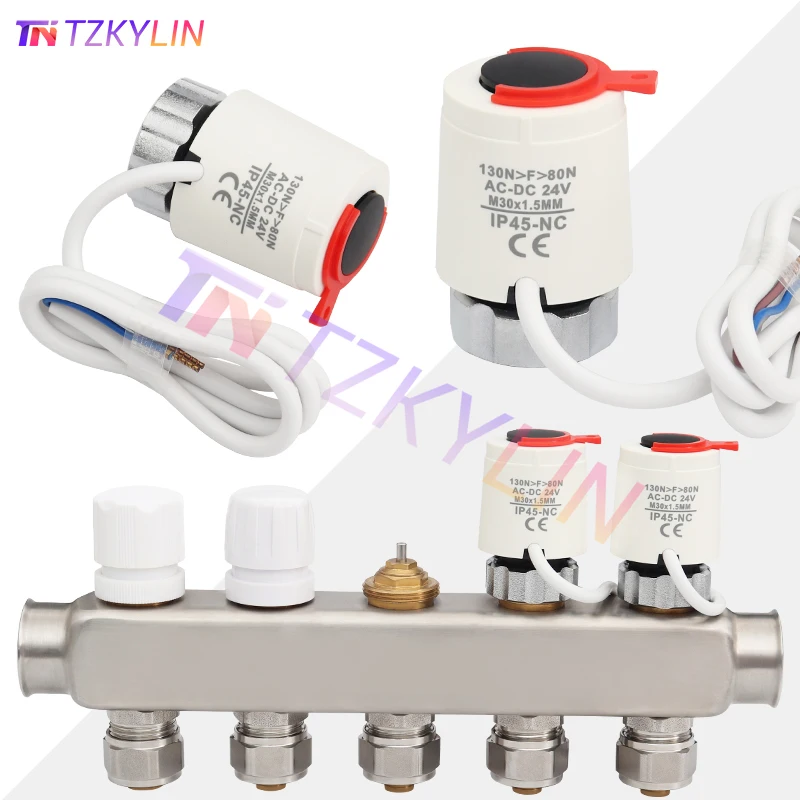 

24V DC Normally Closed NC M30x1.5mm Electric Thermal Actuator for Underfloor Heating TRV Thermostatic Radiator Valve