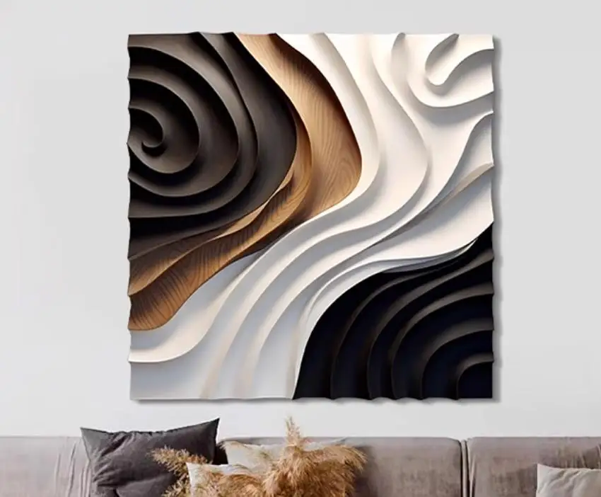 #￥Italian Modern Bedroom Abstract Wood Carving Mural Minimalist Living Room Entrance Foyer Relief Decorative Painting Still Life
