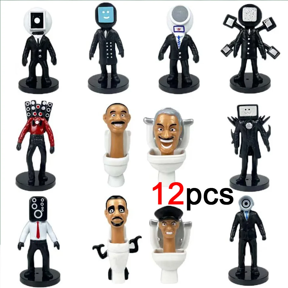 6p 8p 9p 12p Skibidi Toilet Man Figuras Anime Boneca Brinquedos TvMan Titan Cameraman Speakerman Tijolos Modelo Brinquedo Para Criança Presente de Natal