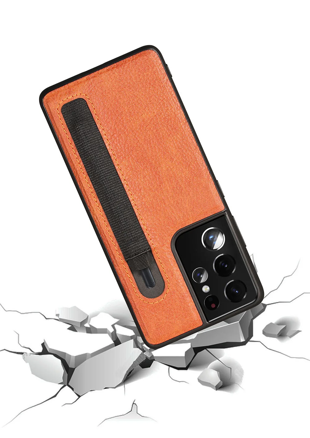 Stylus S-Pen Socket Slot Phone Case For Samsung Galaxy S21 Ultra G9980 G998D G998U Leather Protective Cover with Pocket Holder