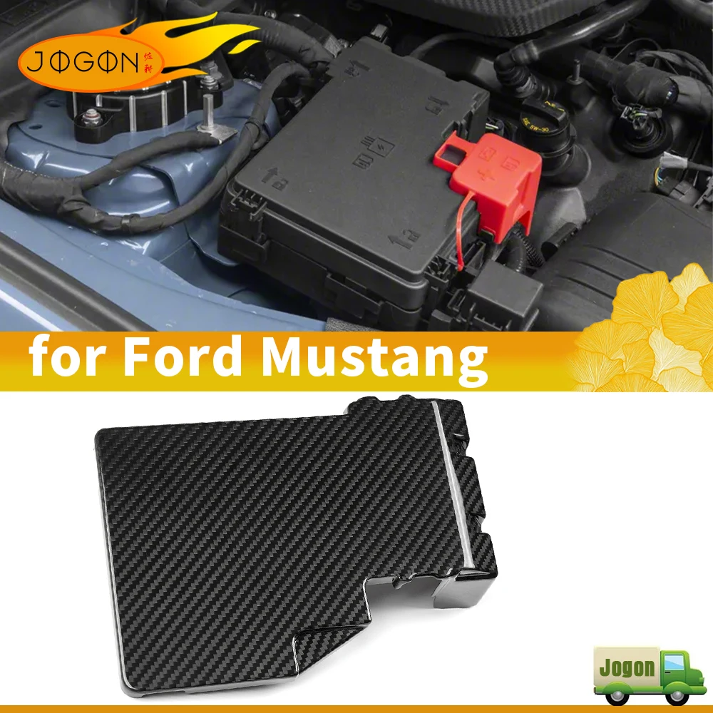 

JOGON Carbon Fiber Car Battery Cover Protective Thermo Bag Box For Ford Mustang S650 2024 2025 Exterior Protection Decoration