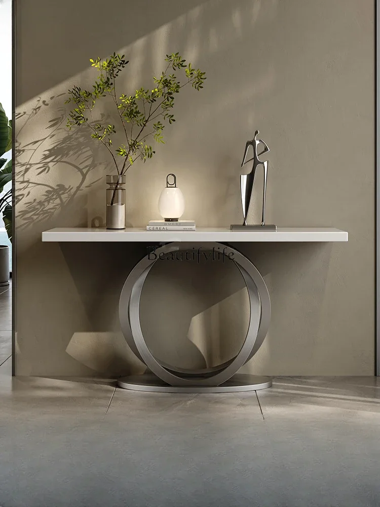 

LD33Italian Simple Luxury Jade Stone Hallway Modern Light Luxury High-End Console