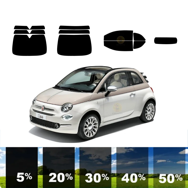 

precut Removable Window Tint Film For Car 100% UVR 5%-70%VLT Heat Insulation Carbon ﻿For FIAT 500 2 DR CONVERTIBLE 2012-2018