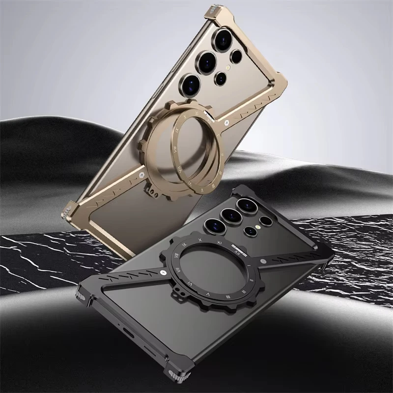 Metalowe etui na telefon w kształcie litery Z z lampką nocną do Samsung Galaxy S22 S23 S24 S25 Ultra 360 °   Ochronna osłona obrotowa, odporna na wstrząsy — zdjęcie produktu 3