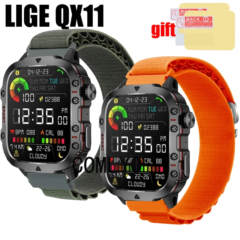 

Ремешок 3 в 1 для смарт-часов LIGE QX11, нейлоновый мягкий браслет с ремешком, Защитная пленка для экрана