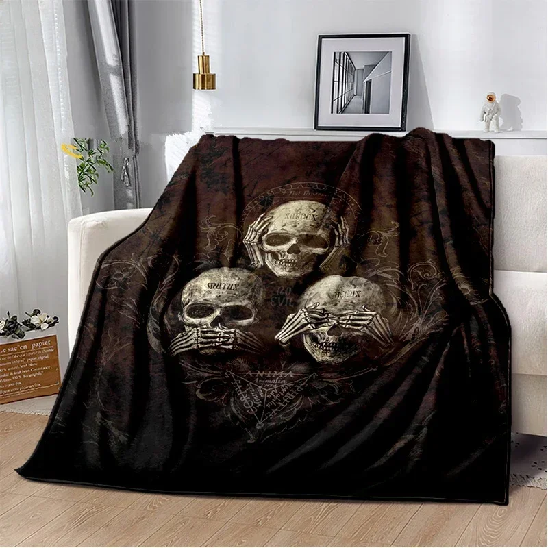 Skull Series Poker Flower Blanket Quilt Travel Bedding Sofa Couch Bed Throw Blanket Flannel Blanket Bedspread Halloween Gifts