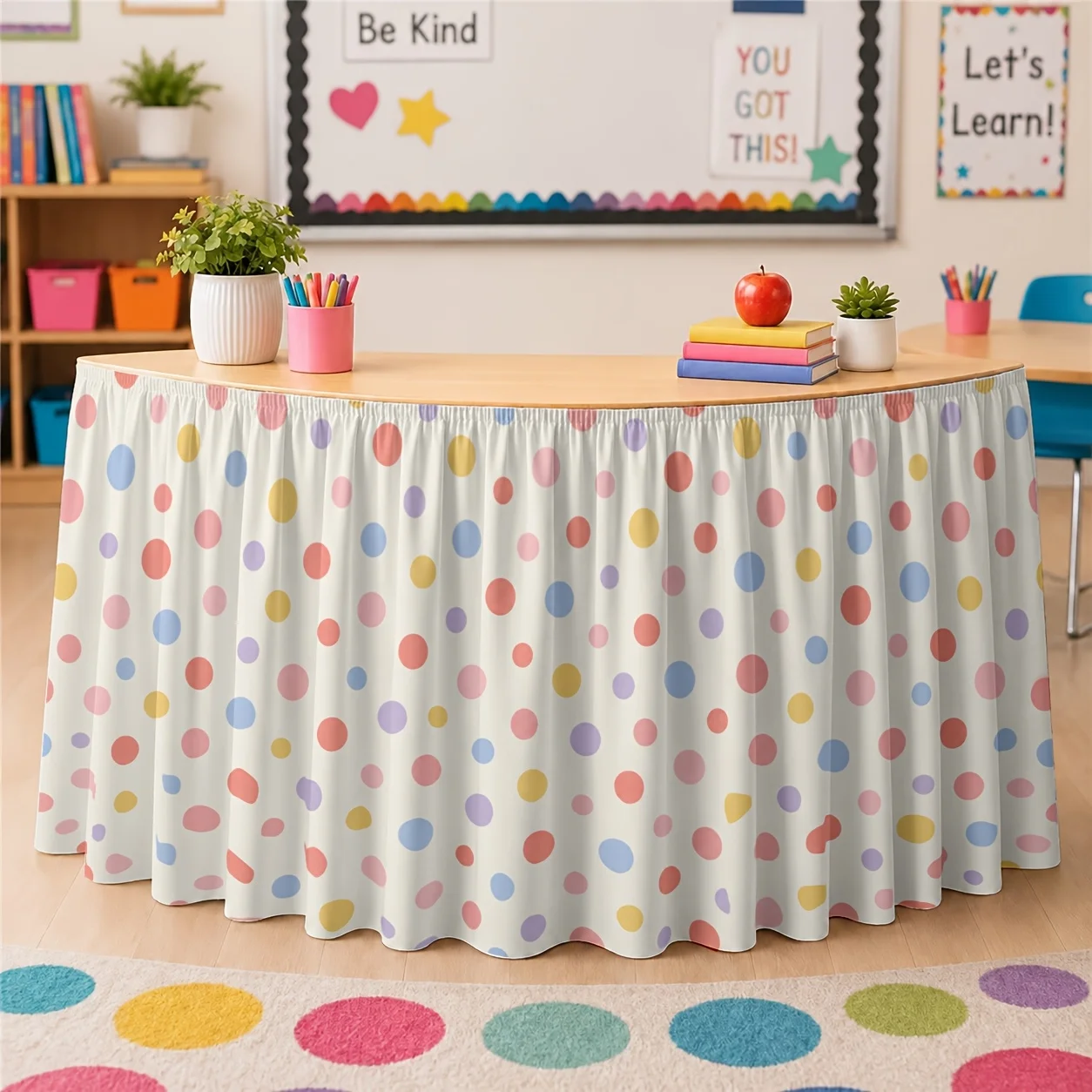 Pastel Polka Dot tablecover tableskirt Soft Spring lebration Easter Birthday Party Decorative Pattern 1pc
