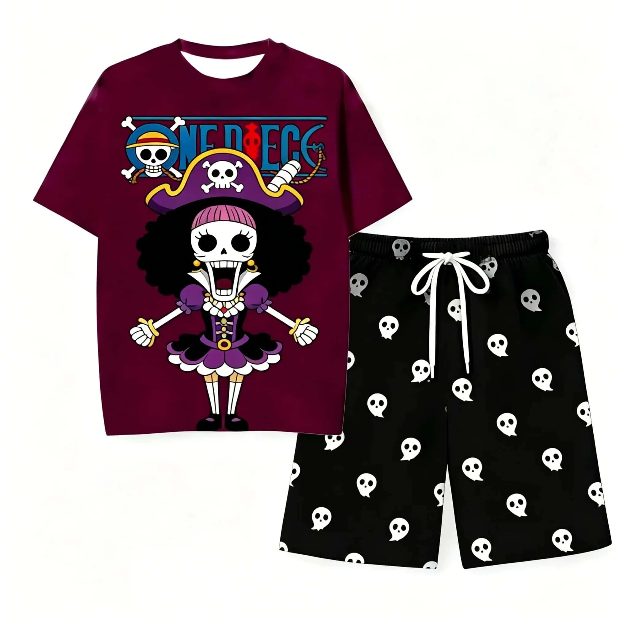 Anime Summer Wear Straw Hat Lufei 3D Suit, Children's Men and Women Diffuse Exhibition,home,seaside Holiday Parent-child Clothes