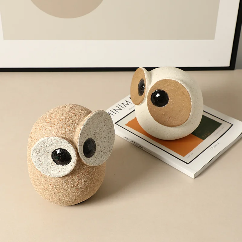 LTT Modern wabi-sabi abstract cartoon owl ceramic ornament creative home decoration