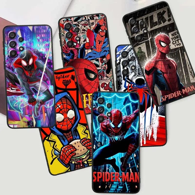 

Marvel Spider Man Anime Phone Case For Samsung A73 A72 A71 A55 A54 A53 A52 A51 A13 A22 A16 A15 A12 A14 A05 A06 5G Black