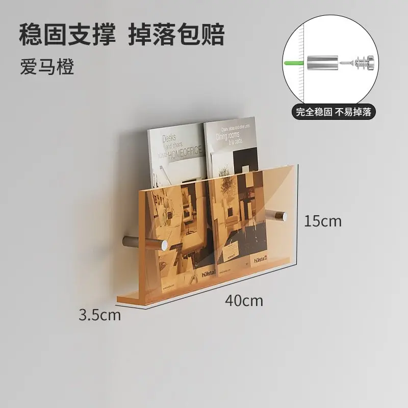 Acryl tijdschriftenrek voor wandmontage, transparante literatuurhouder voor deur of gang, slanke displayplank voor boeken en brochures - afbeelding 1
