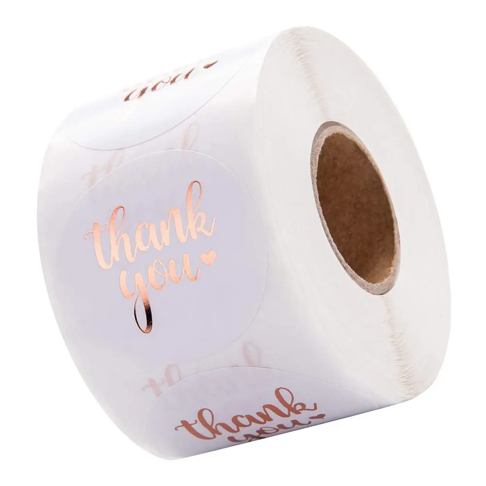 

1 Roll Creative Round Decorative Stickers Strong Adhesive for Candy Bags Boxes Cards Thank You Gift Labels Wedding Birthday