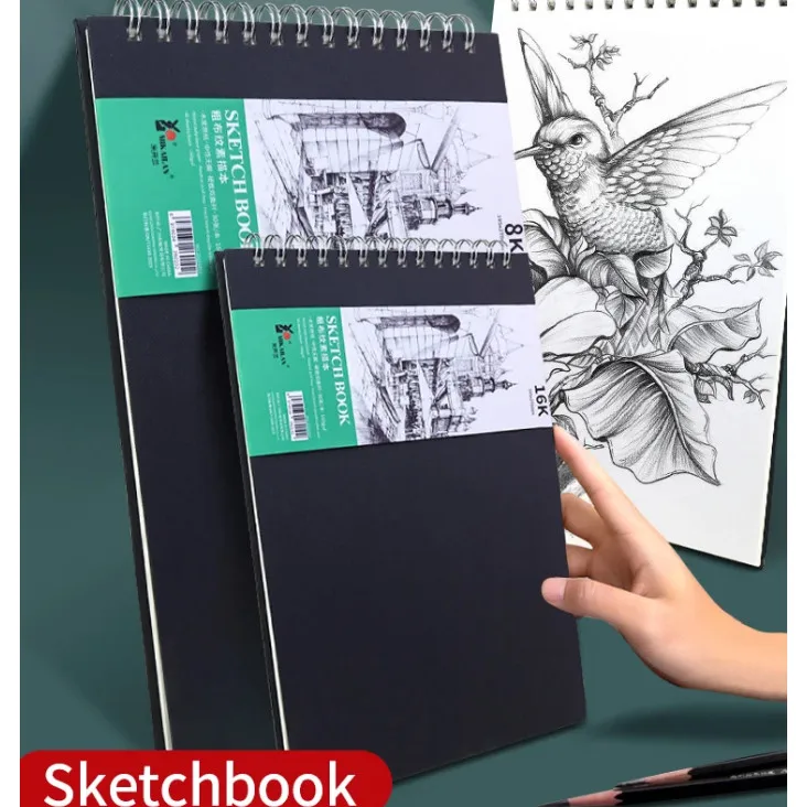 MIKAILAN 8k 16K libro de bocetos bobina cuaderno con textura gruesa dibujo rápido escritura estudiante artista arte suministros 160g engrosamiento