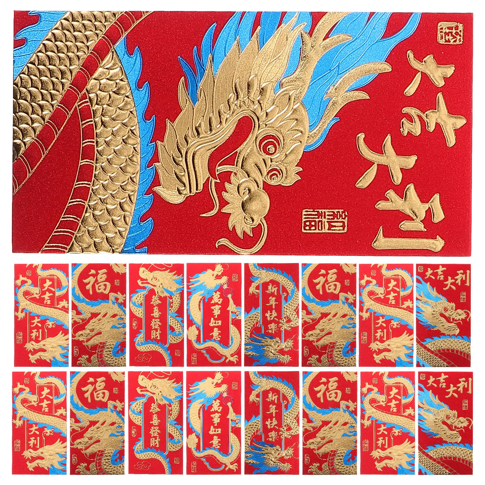 

24Pcs Lunar New Year Red Envelopes Dragon Paper Red Pockets Money Storage Bags Festival Gift Money Pouch Ceremony Packet