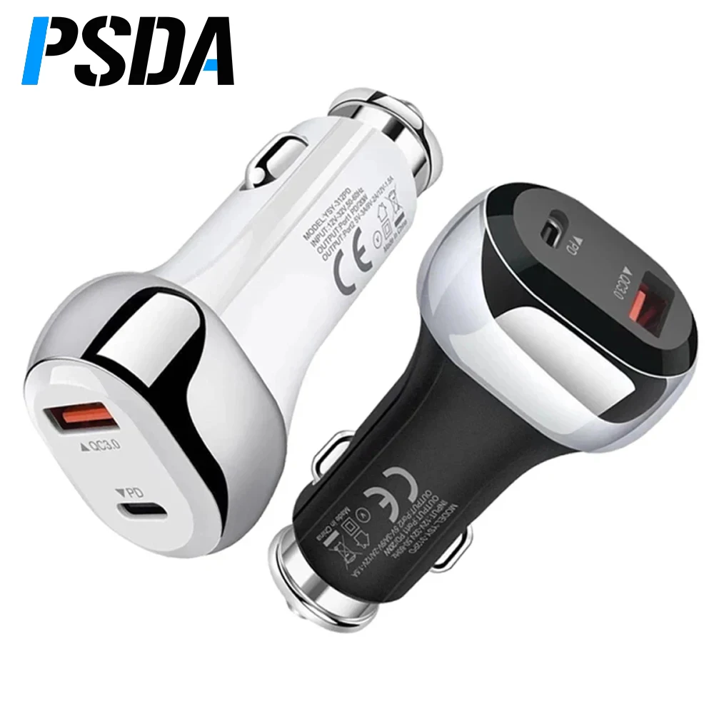 

PSDA 20W Charger USBC Quick Charge 3.0 QC USB Car Charger for Xiaomi QC3.0 20W Type C PD Car Charging for iPhone 12 X Xs 8 PD