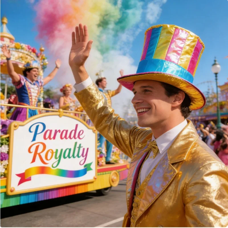 หมวกตัวตลกสีทองเหลือบรุ้ง สำหรับงานปาร์ตี้ฮาโลวีน คอสเพลย์ อุปกรณ์ประกอบฉากละครสัตว์ หมวกทรงสูงหลากสี สำหรับงานเทศกาล