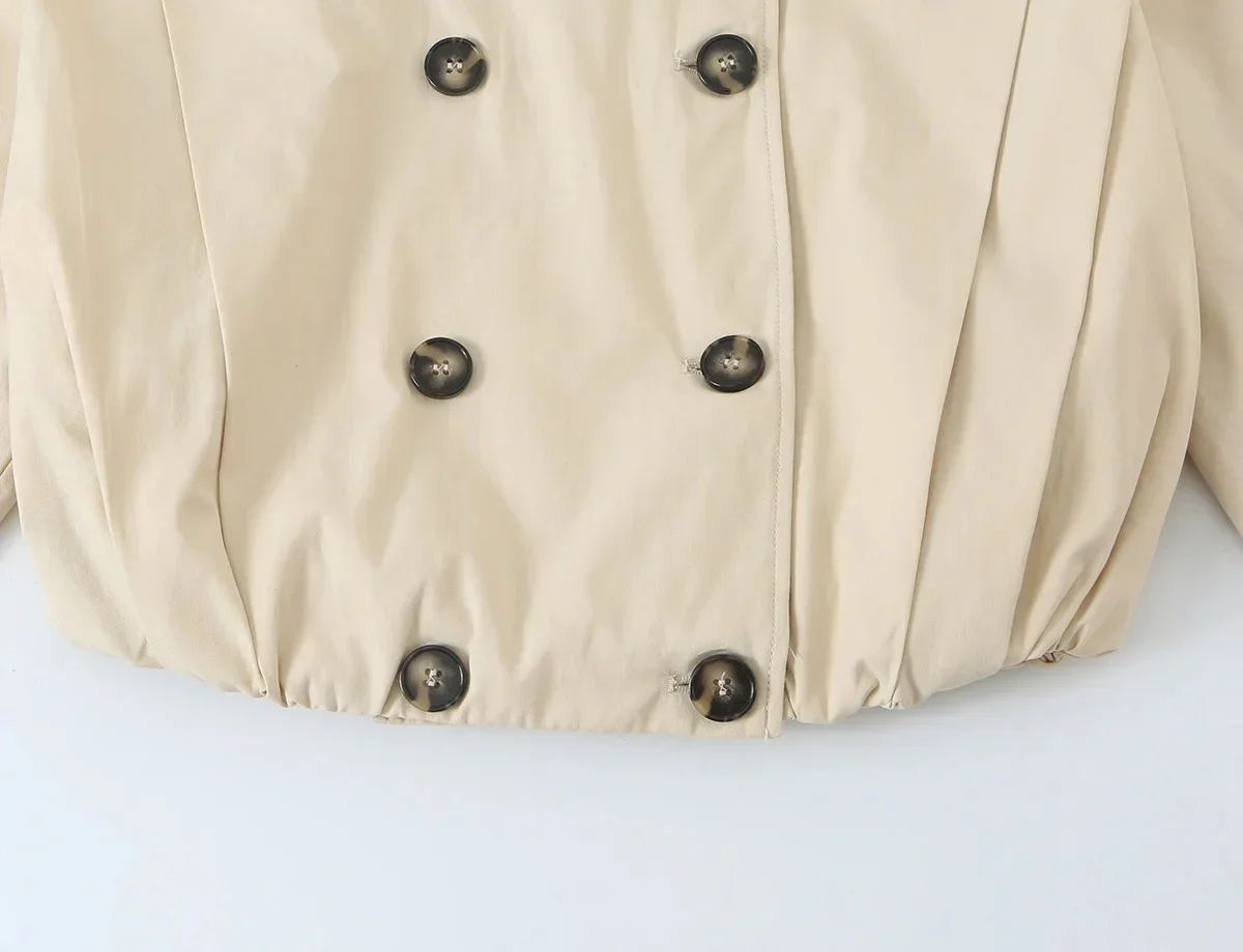 PRINTKAOIR Streetwear Chic Damen Trenchcoat Stehkragen Doppelreihiger Langarmmantel Neue Mode 2026 Herbst Trenchcoat – Detail 6