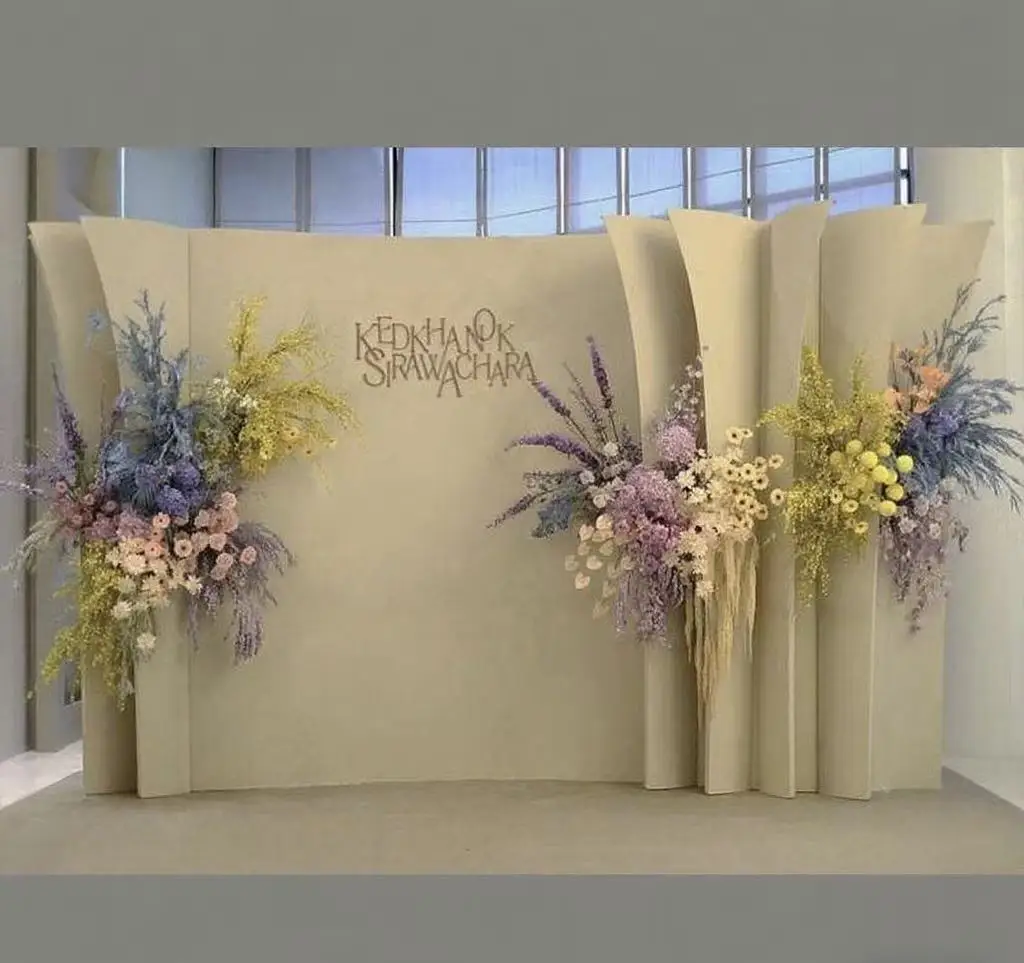 

FSDKX New Style Wedding Party Decoration UV Yellow Backdrop Arch Acrylic PVC Backdrop Panel Arch Stand