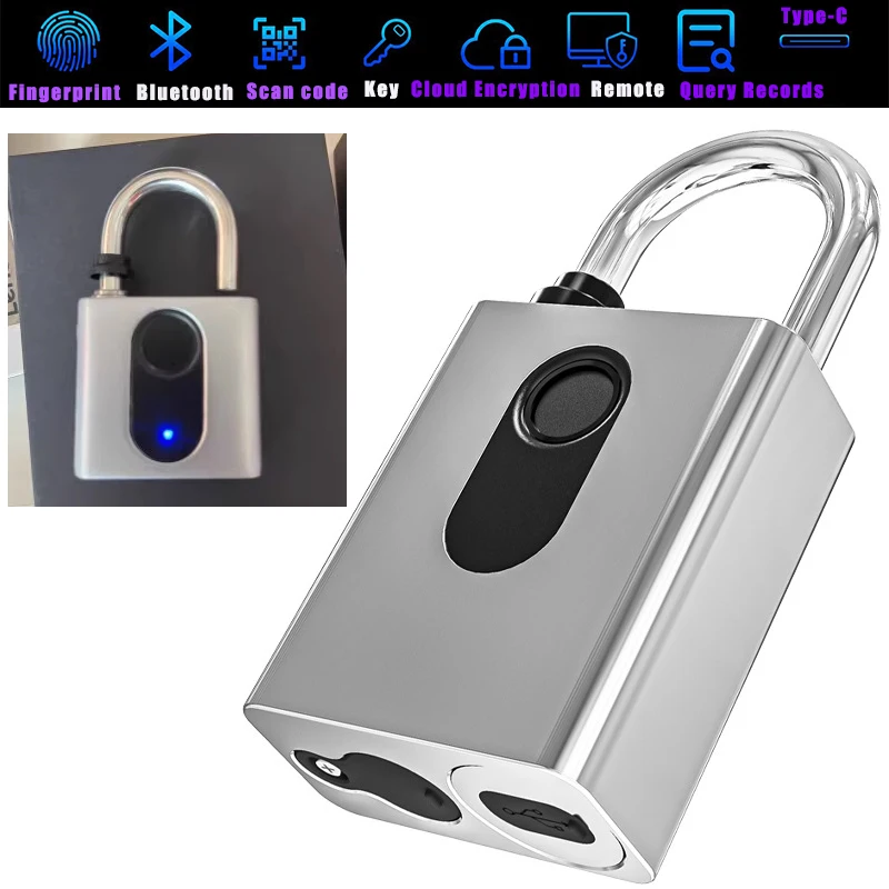 Smart Padlocks OKLOCK APP + Program + 60pc Fingerprints + Key Anti-Theft Padlock Phone Bluetooth Remote Authorization Unlocking