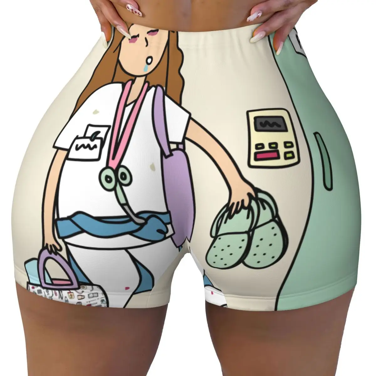 

Пользовательские Enfermera En Apuros Доктор Медсестра Медицинские Здоровье Тренировки Бег Волейбольные Шорты Женские Шорты Для Тренажерного Зала Йоги