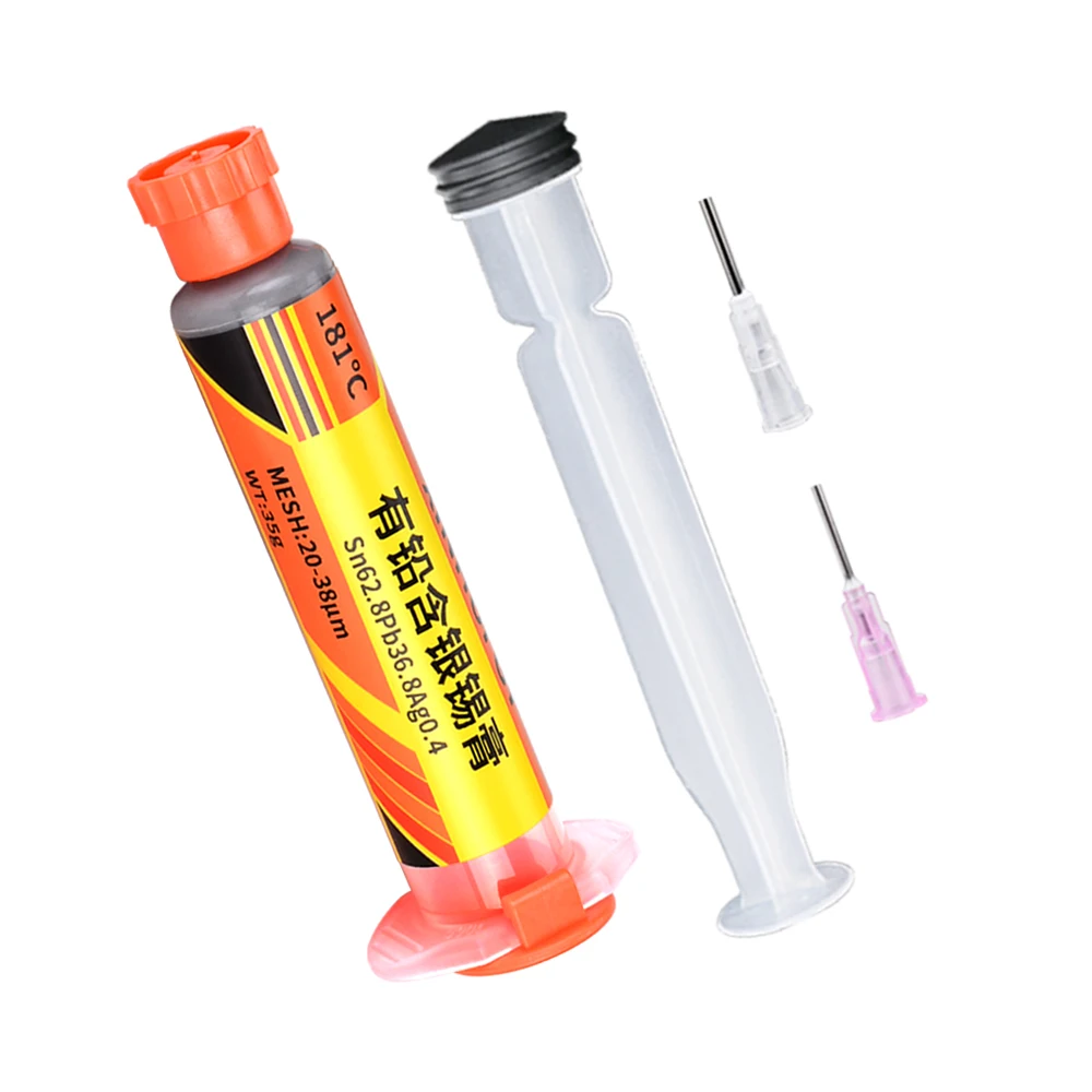 Lead-containing and 181-degree silver-bearing solder paste for syringe soldering, applied in SMT (Surface Mount Technology) chip
