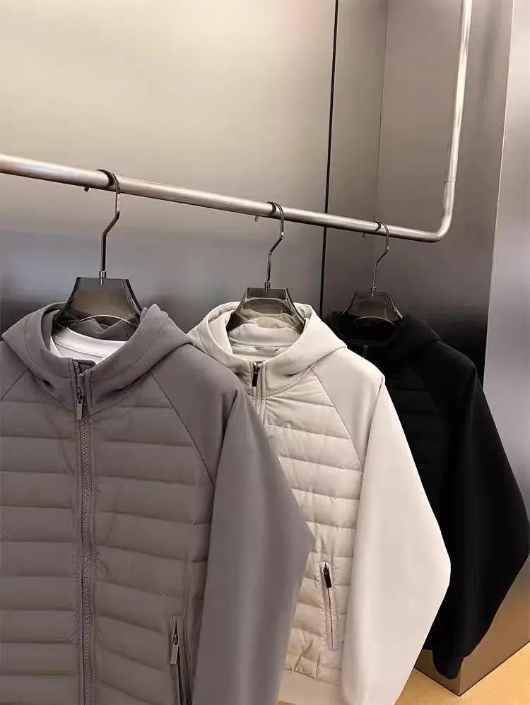 Winter New Men's Lightweight Casual Hooded Jacket Versatile Splicing Couple's Windproof and Cold Proof Cotton Jacket