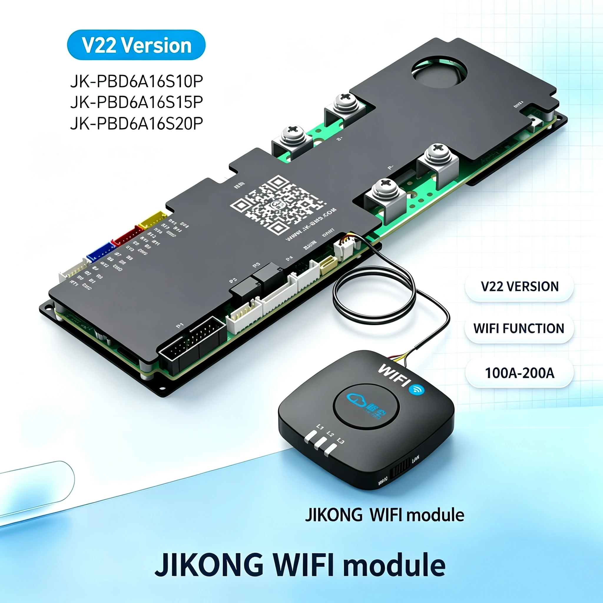 JK Smart Inverter LFP V22 WIFI BMS 8S 16S 24V 48V 100A 150A 200A 0.6A Balance current For Home Energy Storage