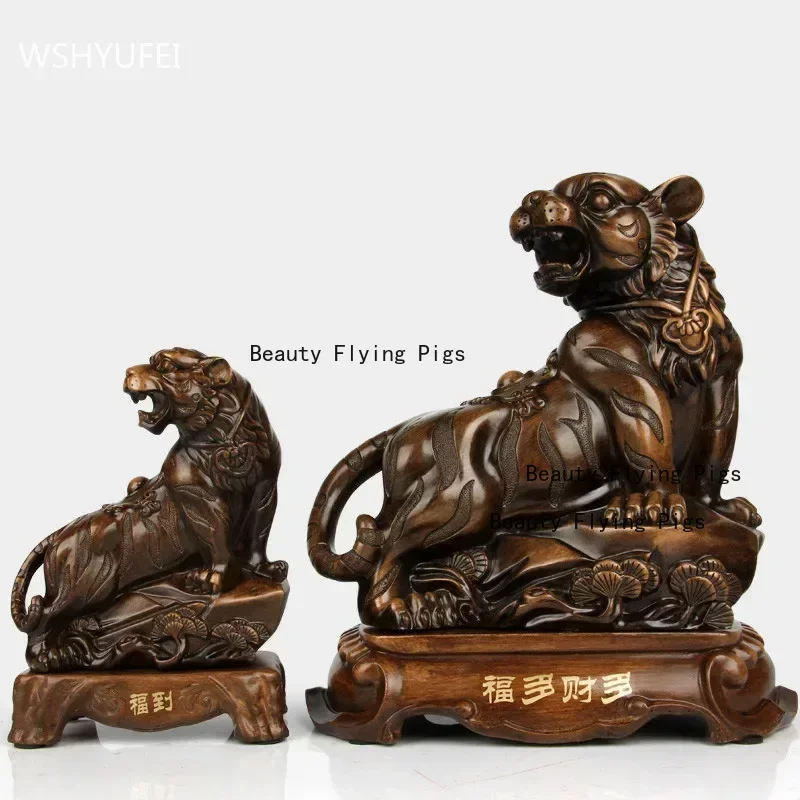 Feng Shui Chinese Zodiac Tiger Figurine Ornaments Home Resin Crafts Office Desktop Decor Living Room Decoration Luck for You view 2