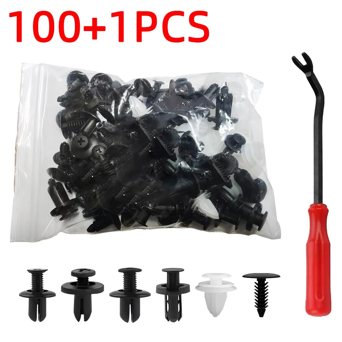 100 Pcs Plastic Buckle Set Car Body Push Rivets Replace Parts Bumper Fixing Nail Kit 6 Styles Auto Fasteners Nail Pinch Bar
